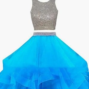 Beaded one piece tulle ruffle dress US size 8 New without tags